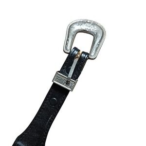 Brushy Creek Leather Western Belt 28 Woven Inlay Silver Engraved Buckle 4129